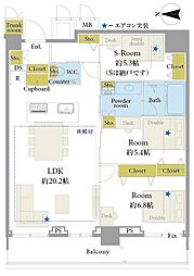 ザ・パークハウス晴海タワーズクロノレジデンス 2SLDKの間取図画像