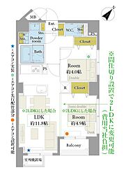 シャルムコート東日本橋 1LDKの間取図画像