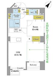 シャルムコート東日本橋 1LDKの間取図画像