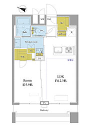 ファーストリアルタワー新宿 1LDKの間取図画像