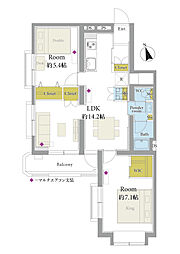富士見ヶ丘永谷マンション 2LDKの間取図画像