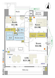 アール・ケープラザ三ツ沢2 3LDKの間取図画像