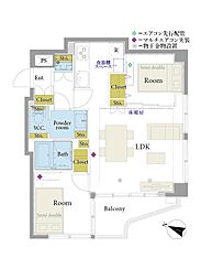 ヴェラハイツ赤坂 2LDKの間取図画像