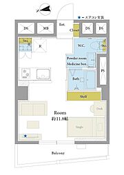 入谷松が谷マンション ワンルームの間取図画像