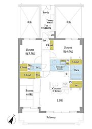 ヒルハイツ日吉 3LDKの間取図画像