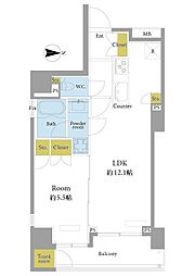 レフィール銀座フロント 1LDKの間取図画像