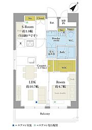 築地スカイレジテル 1LDKの間取図画像