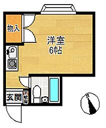コーポ谷口 2階ワンルームの間取り