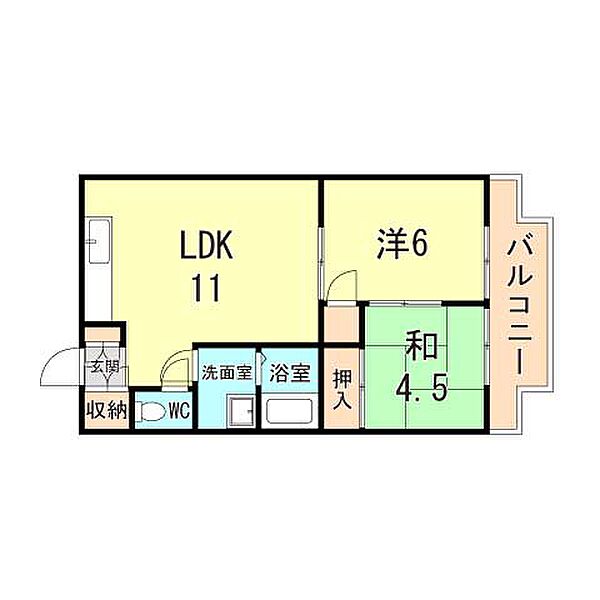兵庫県明石市魚住町西岡(賃貸マンション3DK・3階・46.00㎡)の写真 その2
