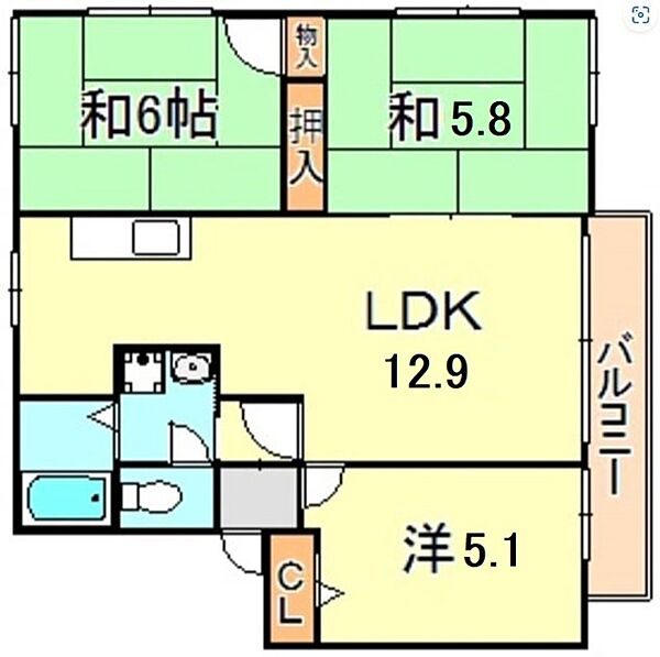 兵庫県明石市魚住町清水(賃貸アパート3LDK・1階・62.00㎡)の写真 その2
