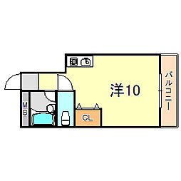 ココバレー ワンルームの間取図画像