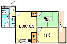 JR東海道・山陽本線 明石駅 バス14分 北別府5丁目下車 徒歩3分の賃貸マンション 3階2LDKの間取り
