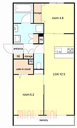 JR東海道・山陽本線 西明石駅 徒歩14分の賃貸マンション 2階2LDKの間取り