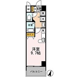 阪神本線 神戸三宮駅 徒歩9分の賃貸マンション 5階ワンルームの間取り