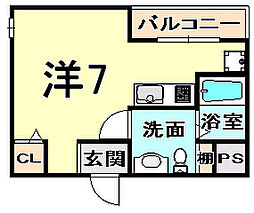 阪急伊丹線 新伊丹駅 徒歩5分の賃貸マンション 3階1Kの間取り