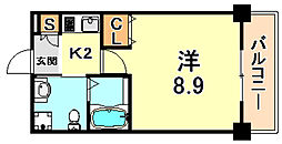 阪急神戸本線 岡本駅 徒歩10分の賃貸マンション 1階1Kの間取り