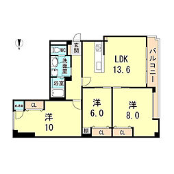 阪急神戸本線 塚口駅 徒歩2分の賃貸マンション 14階3LDKの間取り