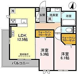 阪急神戸本線 武庫之荘駅 徒歩22分の賃貸アパート 2階2LDKの間取り
