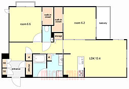 JR東海道・山陽本線 摂津本山駅 徒歩5分の賃貸マンション 3階2LDKの間取り