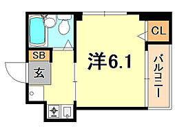 JR東海道・山陽本線 鷹取駅 徒歩3分の賃貸マンション 3階1Kの間取り