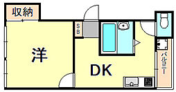 JR東海道・山陽本線 兵庫駅 徒歩10分の賃貸マンション 2階1DKの間取り