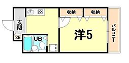 阪急神戸本線 塚口駅 徒歩5分の賃貸マンション 4階1Kの間取り