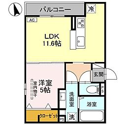 阪急神戸本線 塚口駅 徒歩10分の賃貸アパート 2階1LDKの間取り