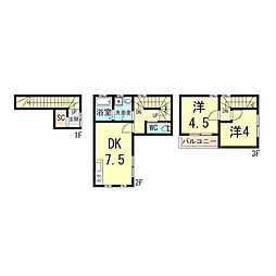 JR東海道・山陽本線 尼崎駅 徒歩9分の賃貸アパート 1階2DKの間取り