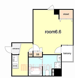 JR東海道・山陽本線 塚本駅 徒歩2分の賃貸マンション 4階ワンルームの間取り
