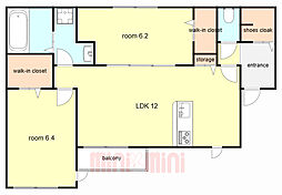 JR東海道・山陽本線 立花駅 徒歩18分の賃貸アパート 2階2LDKの間取り
