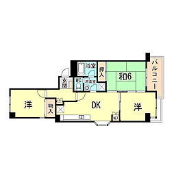 阪急神戸本線 武庫之荘駅 徒歩8分の賃貸マンション 2階3DKの間取り