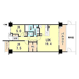 JR東海道・山陽本線 甲子園口駅 徒歩6分の賃貸マンション 1階2LDKの間取り