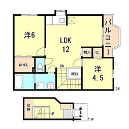 JR東海道・山陽本線 明石駅 バス17分 和井取下車 徒歩1分の賃貸アパート 2階2LDKの間取り