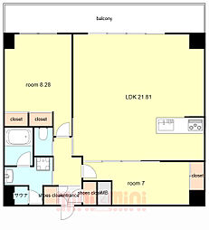 JR東海道・山陽本線 甲子園口駅 徒歩13分の賃貸マンション 6階2LDKの間取り