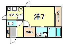 神戸高速東西線 西元町駅 徒歩6分の賃貸アパート 2階1Kの間取り