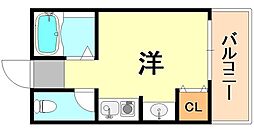 神戸高速東西線 西元町駅 徒歩2分の賃貸マンション 11階ワンルームの間取り