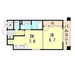 神戸市西神・山手線 新長田駅 徒歩2分の賃貸マンション 4階1DKの間取り