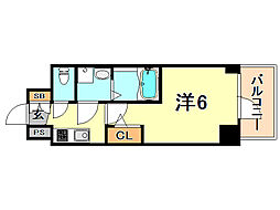 神戸高速東西線 高速神戸駅 徒歩7分の賃貸マンション 13階1Kの間取り