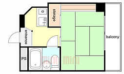阪神本線 尼崎駅 徒歩5分の賃貸マンション 3階1Kの間取り