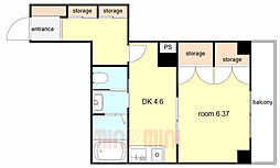 グランドシャトー天文町 1DKの間取図画像