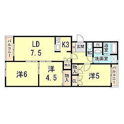 コーポ大津和 3LDKの間取図画像