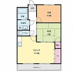 グランデージ明西 2LDKの間取図画像