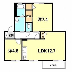 エスペランサ 2LDKの間取図画像
