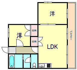 オーセンティックスクエア大久保 2LDKの間取図画像