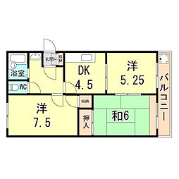 ベルハウス 3DKの間取図画像