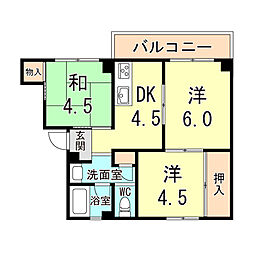 神陵台厚生年金住宅4号棟 3DKの間取図画像