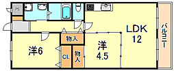 リヴァージュ北舞子 2LDKの間取図画像