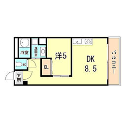 エランドール 1DKの間取図画像