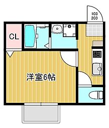 L’Aria　Omiya 1階1Kの間取り