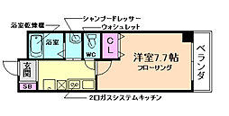 ハッピーハウス川西 4階1Kの間取り